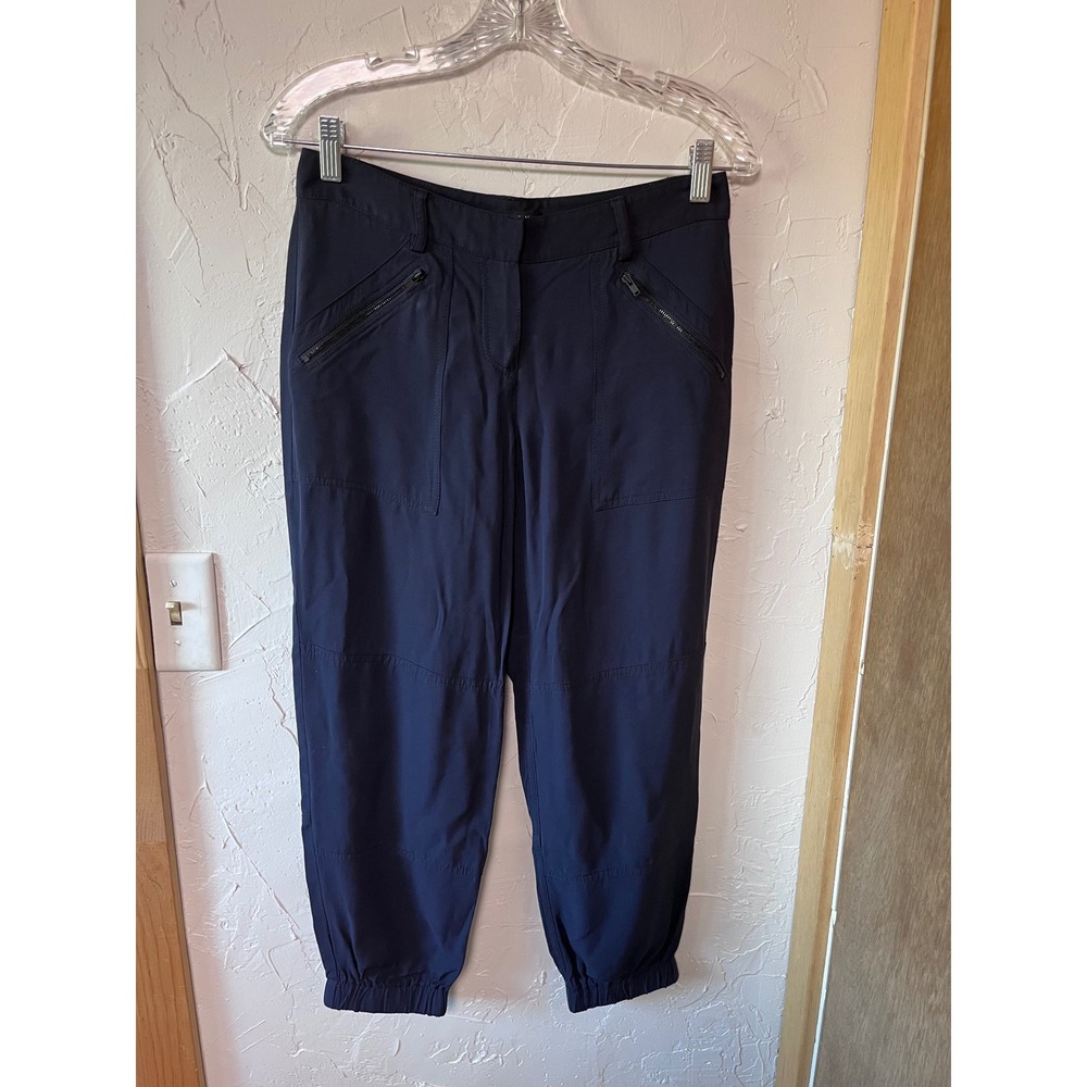 Theory Navy Blue Cargo Zip‎ Pockets Jogger Pants Women Size 2